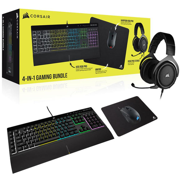 CORSAIR 4 in 1 2024 Gaming Headset, Keyboard, Mouse and Mouse Mat