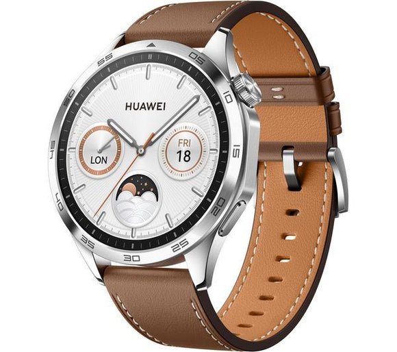 Huawei Watch GT 4 Smartwatch 46 mm AMOLED Brown Leather Strap
