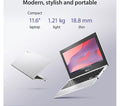 ASUS CX1 11.6" Chromebook Intel Celeron 4GB RAM 64 GB eMMC, Silver - Student Computers