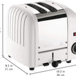 Dualit Classic 2 Slice Vario Toaster Stainless Steel White Hand Built in the UK