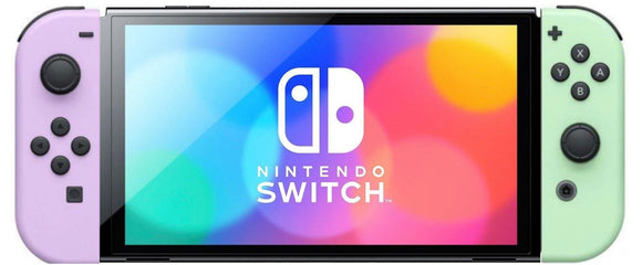 Nintendo Switch OLED 64GB White Handheld Console Purple & Pastel Green Joycons