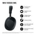 Sony Wireless Headphones WH1000XM6 Over-Ear Active Noise Cancellation Black