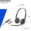 Poly 8X222AA Blackwire 3325 Microsoft Teams Over Head USB-C/A Black