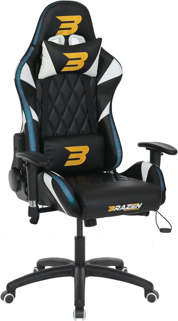 BraZen Vision Esports Elite PC Gaming Chair White Black - Student Computers