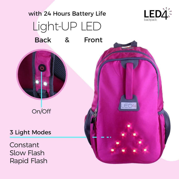 LED4 Outdoor Bike Backpack Light Up LED-For Cycling, Hiking, Camping, Travelling, Valentine gift - Student Computers