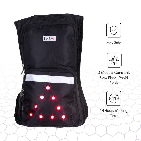 LED Safety Backpack for Bike–14h Battery Life, 3 Light Modes-High Visible(Hi Viz - Student Computers