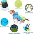 Pet Waterproof Dog Raincoat with Hi Vis Panel adjustable Velcro well made Size Large